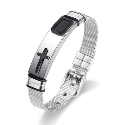✝️ PROMO LIMITÉE 50% DE RÉDUCTION ! ✨ Bracelet Croix Acier Inoxydable Homme – Durable, Réglable ✨