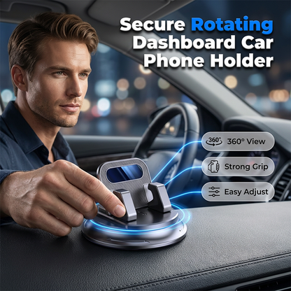 🎯 -50% SUR TOUT LE STOCK ! Support Téléphone Rotatif – Fixation Solide sur Tableau de Bord, Caoutchouc Haute Adhérence 🧭🔄 【Qualité Garantie】