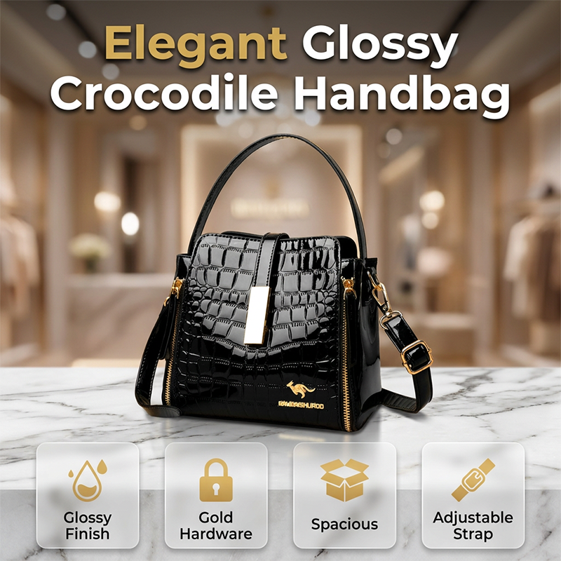 👜 PROMO LIMITÉE 61% DE RÉDUCTION ! ✨ Sac à Main Croco Brillant – Élégant, Structure, Polyvalent 💎