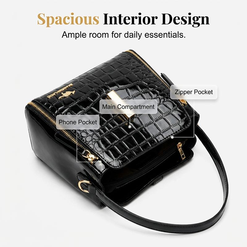 👜 PROMO LIMITÉE 61% DE RÉDUCTION ! ✨ Sac à Main Croco Brillant – Élégant, Structure, Polyvalent 💎